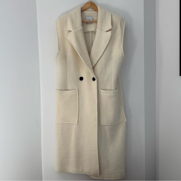 Lumina cream long wool double breasted vest - One Size - Picture 2 of 6